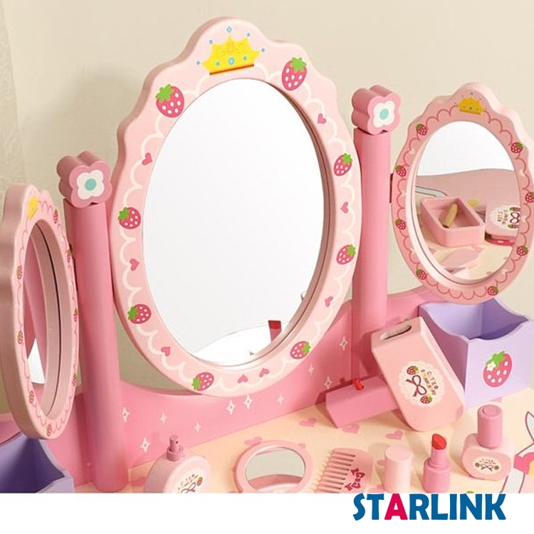 Children's Simulation Wooden Dresser Dressing Table Play House Girl Toy Wooden Children's Dressing Table Toy