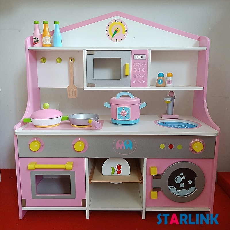 Kids Wood Kitchen Play Cos Toy Set