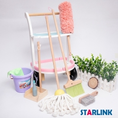 Wooden kids household toy broomstick dustpan cleaning set Kids cleaning toy set mini mop cleaning car