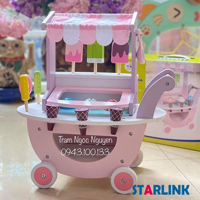Mini Ice Cream Truck Cosplay Pretend Play Wooden Play Kitchen Set