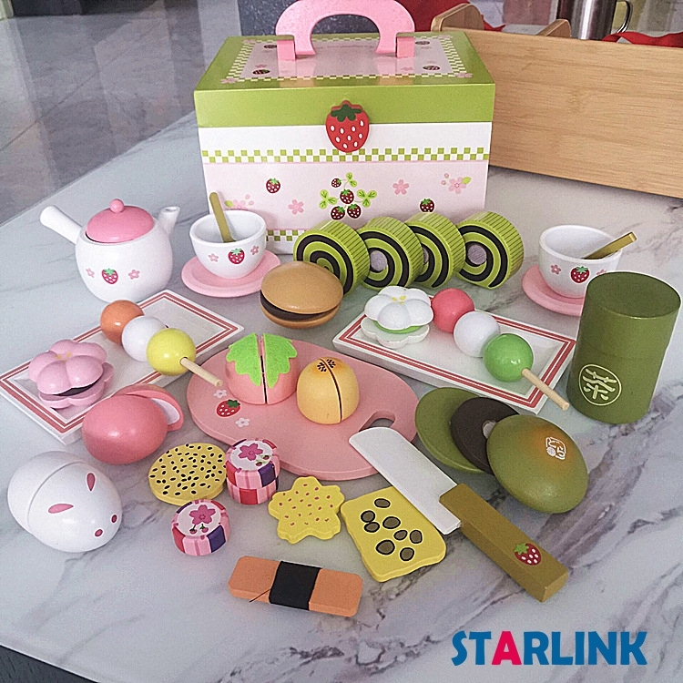 High Quality Wooden Pretend Play Toy Mini Chocolate Cake Cutting Toy Wooden Kitchen Toys For Kids
