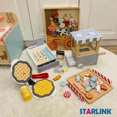 Selling trolley candy wooden baby popcorn toy kitchenware