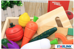 Montessori Simulation Fruits Vegetables Tomato Kitchen Toys pretend role Play Sets Wooden Box Baby toys