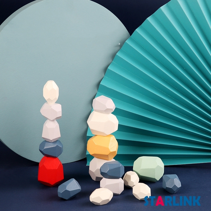 New design nordic style rainbow toy education toys wooden stone stacking game