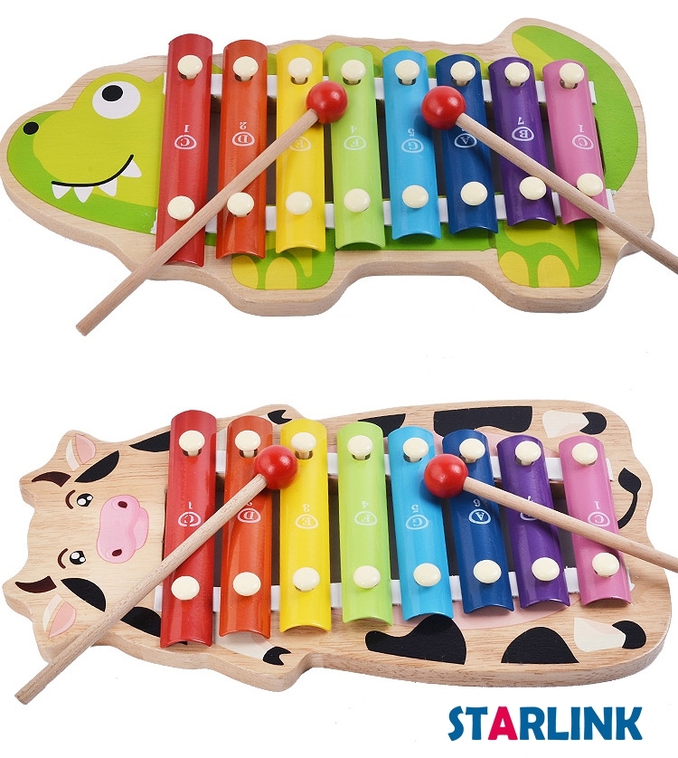 Percussion Wooden Toy Musical Instrument Hand Knocking piano Toy Wooden 8 Notes Giant Xylophone With 2 Wood Mallets