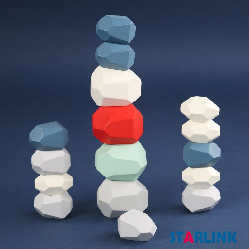 New design nordic style rainbow toy education toys wooden stone stacking game