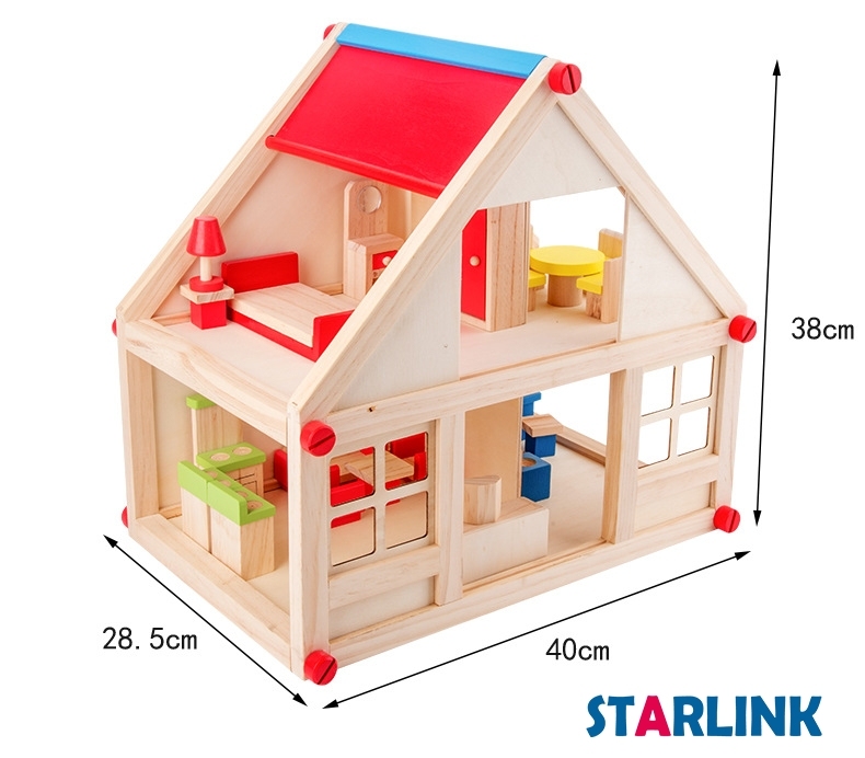 High Grade Simulation 3D Doll House Children Educational Luxury Cottage Self Assemble Wooden House Toy