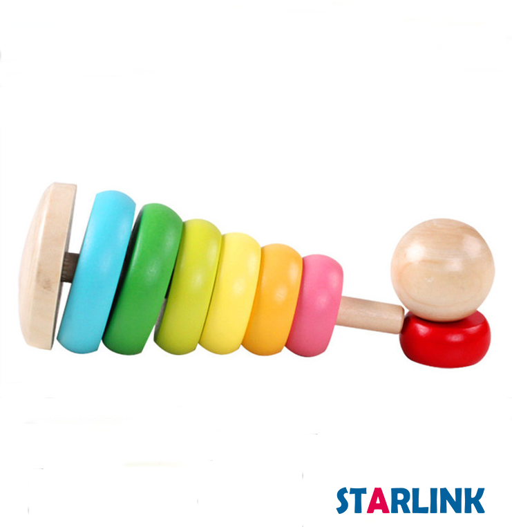 Wooden Rainbow Stacker Toddler Early Development Learning Fine Motor Skills Toys
