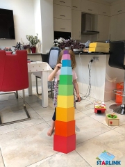 Wholesale Custom Educational Intelligent Rainbow Bridge Nesting Wooden Blocks Stacker Montessori New Toys For Kids