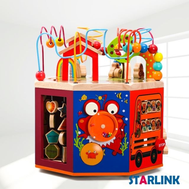 Multi-function wooden activity cube toys educational children shape match bead maze box toys for kids