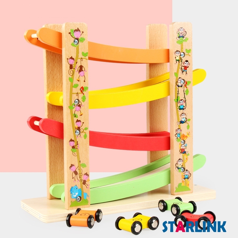 New Design Educational Toys For Kids Gliding Car Vehicle Wooden Toy Track