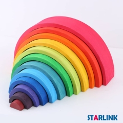 High Quality Materiales Montessori Wooden Toys Grimms Rainbow Blocks12 Piece Bridge Blocks Rainbow Stackers