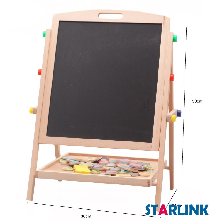 Children Painting Drawing Blackboard Wooden 2 In 1 Adjustable Blackboard Whiteboard Double Sided Kid Drawing Writing Board Easel