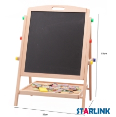 Children Painting Drawing Blackboard Wooden 2 In 1 Adjustable Blackboard Whiteboard Double Sided Kid Drawing Writing Board Easel