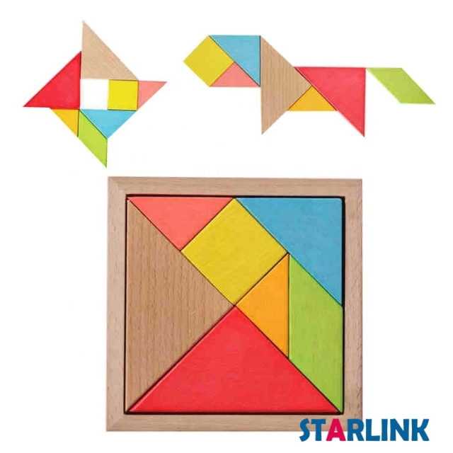 Tangram puzzle Children Educational Toy Colorful Wooden Brain Training Geometry Tangram Puzzle