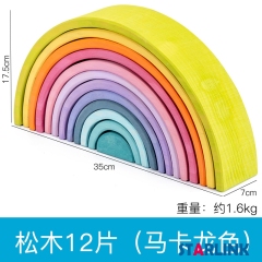 High Quality Materiales Montessori Wooden Toys Grimms Rainbow Blocks12 Piece Bridge Blocks Rainbow Stackers