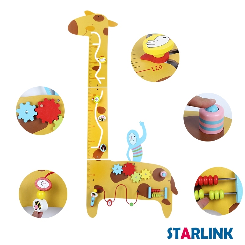 Giraffe Wall Panel Kindergarten Aids Metope Toys Play Wooden Wall Activity Decoration Panel Toys For Kids