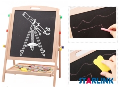 Children Painting Drawing Blackboard Wooden 2 In 1 Adjustable Blackboard Whiteboard Double Sided Kid Drawing Writing Board Easel