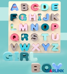 Wooden Macaron Color Early Learning Jigsaw Alphabet Number Puzzle Wooden Toy Montessori