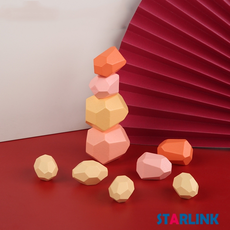 New design nordic style rainbow toy education toys wooden stone stacking game