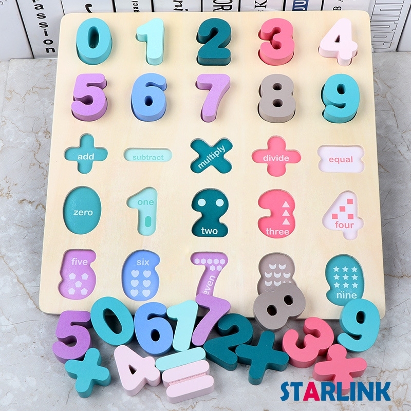 Wooden Macaron Color Early Learning Jigsaw Alphabet Number Puzzle Wooden Toy Montessori