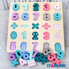 Wooden Macaron Color Early Learning Jigsaw Alphabet Number Puzzle Wooden Toy Montessori