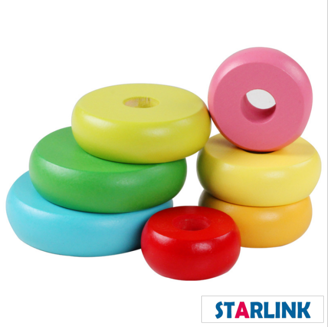 Wooden Rainbow Stacker Toddler Early Development Learning Fine Motor Skills Toys