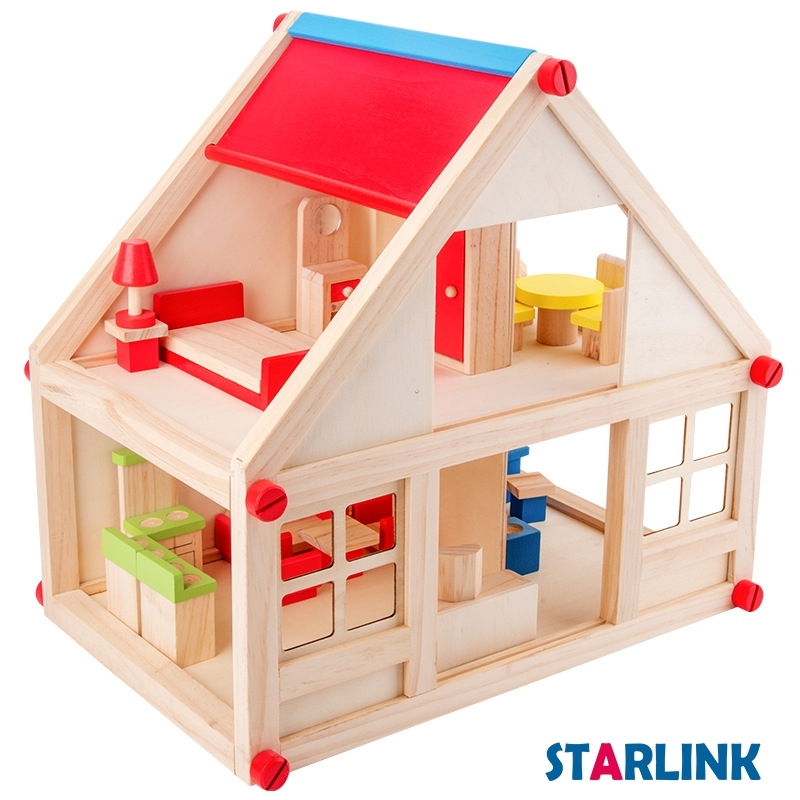High Grade Simulation 3D Doll House Children Educational Luxury Cottage Self Assemble Wooden House Toy