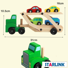 Children Educational Wood Truck Train Car Toy Double Deck Race Car Carrier Push Along Vehicle Kids Wooden Toy Car