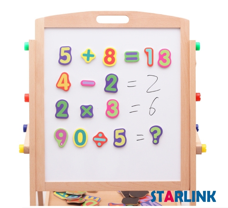 Children Painting Drawing Blackboard Wooden 2 In 1 Adjustable Blackboard Whiteboard Double Sided Kid Drawing Writing Board Easel