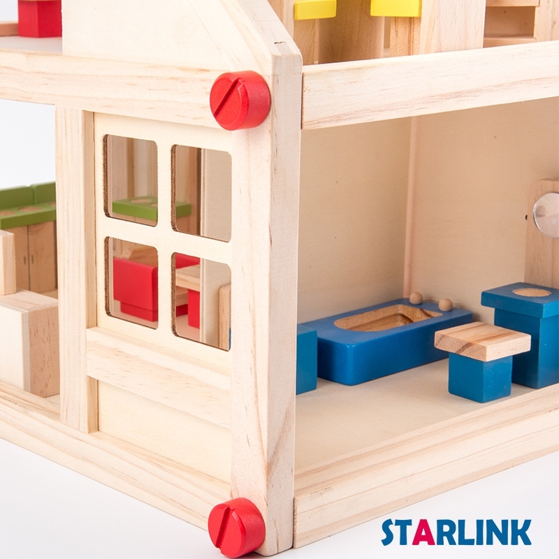 High Grade Simulation 3D Doll House Children Educational Luxury Cottage Self Assemble Wooden House Toy
