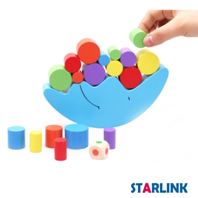 Children Colorful Wooden Moon Blocks Kids Seesaw wooden balance and tumbler toy