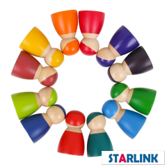 Montessori Material 12 Pcs Rainbow Wooden Peg Dolls Pretend Play for Toddlers