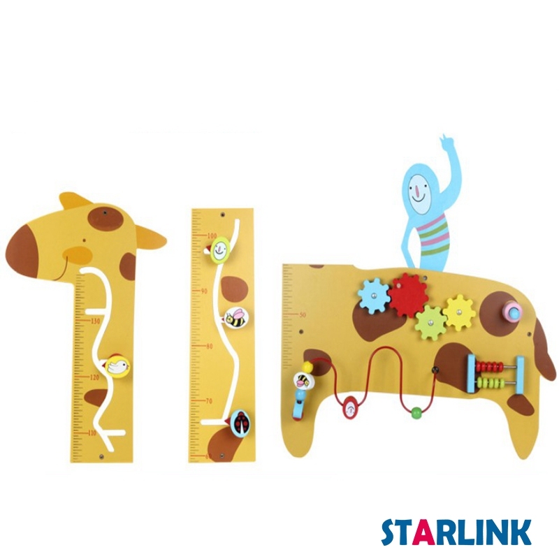 Giraffe Wall Panel Kindergarten Aids Metope Toys Play Wooden Wall Activity Decoration Panel Toys For Kids