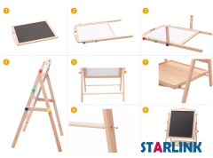 Children Painting Drawing Blackboard Wooden 2 In 1 Adjustable Blackboard Whiteboard Double Sided Kid Drawing Writing Board Easel