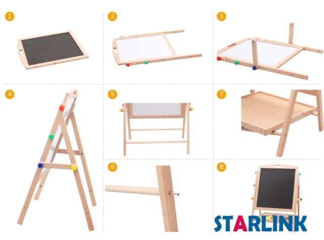 Children Painting Drawing Blackboard Wooden 2 In 1 Adjustable Blackboard Whiteboard Double Sided Kid Drawing Writing Board Easel