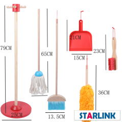 Preschool homework practice game play set wooden cleaning tools house sweeping toys for kids
