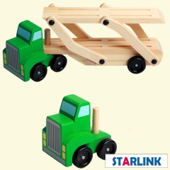 Children Educational Wood Truck Train Car Toy Double Deck Race Car Carrier Push Along Vehicle Kids Wooden Toy Car
