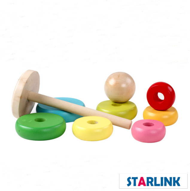 Wooden Rainbow Stacker Toddler Early Development Learning Fine Motor Skills Toys