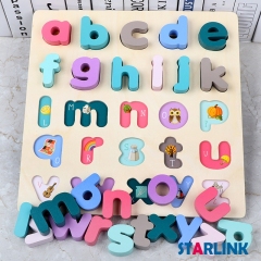 Wooden Macaron Color Early Learning Jigsaw Alphabet Number Puzzle Wooden Toy Montessori