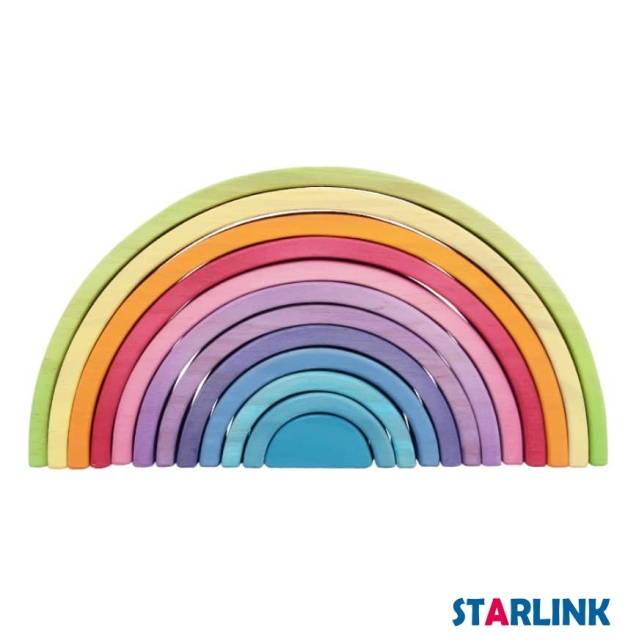 High Quality Materiales Montessori Wooden Toys Grimms Rainbow Blocks12 Piece Bridge Blocks Rainbow Stackers