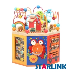 Multi-function wooden activity cube toys educational children shape match bead maze box toys for kids