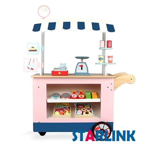 Children'S Baby Education Candy Cart Trolley Convenience Store Trolley Wooden Role Playing Toys For Kids