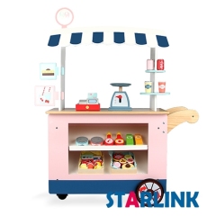 Children'S Baby Education Candy Cart Trolley Convenience Store Trolley Wooden Role Playing Toys For Kids