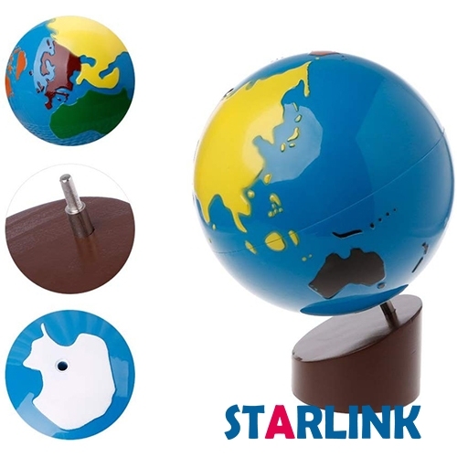Montessori Science and Cultural Geography Materials Continental Globe and Sandpaper Globe Early Education Teaching aids Wooden Toys