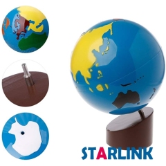 Montessori Science and Cultural Geography Materials Continental Globe and Sandpaper Globe Early Education Teaching aids Wooden Toys