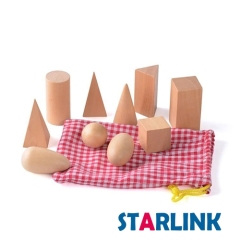 Wooden Montessori Toys Solid Figures Geometry Miniature Set in Mystery Bag Math Educational Preschool Learning Toy for Kids Children