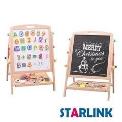 Children Painting Drawing Blackboard Wooden 2 In 1 Adjustable Blackboard Whiteboard Double Sided Kid Drawing Writing Board Easel