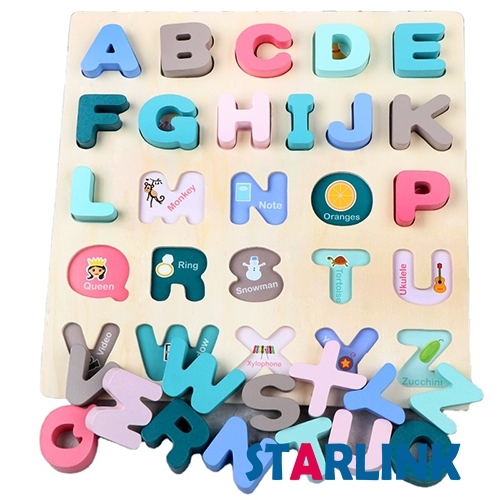Wooden Macaron Color Early Learning Jigsaw Alphabet Number Puzzle Wooden Toy Montessori