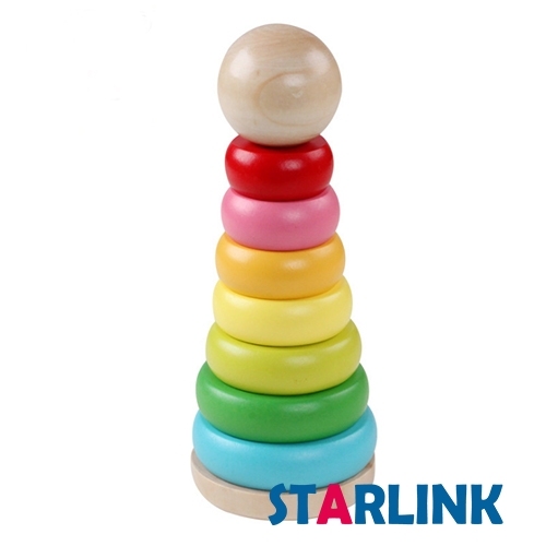 Wooden Rainbow Stacker Toddler Early Development Learning Fine Motor Skills Toys